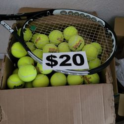 100 Tennis Balls And Prince Racket 