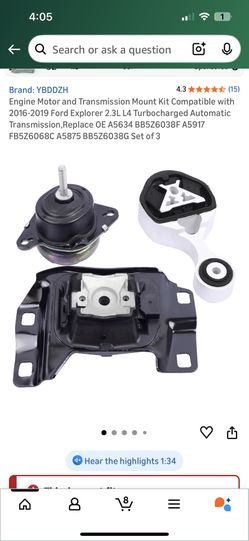 2016-19 Ford Explorer Engine&transmission Mounts