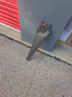 Antique Hand Saw with Carved Wood Handle