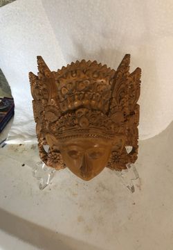 Asian wood carved mask 70$