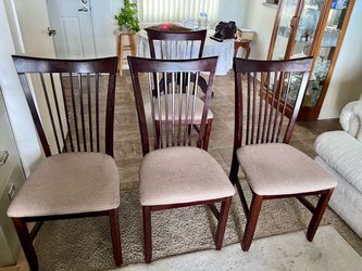 Set of 4 Dark Wood Dining Chairs