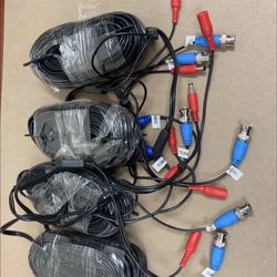 Set of surveillance camera cables with connectors.  60ft Swann universal Security Camera Extension Cables (Set of 4) Upgrade or extend cables  Swann-C