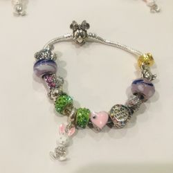 Mickey and Minnie Mouse Easter Charm bracelet 