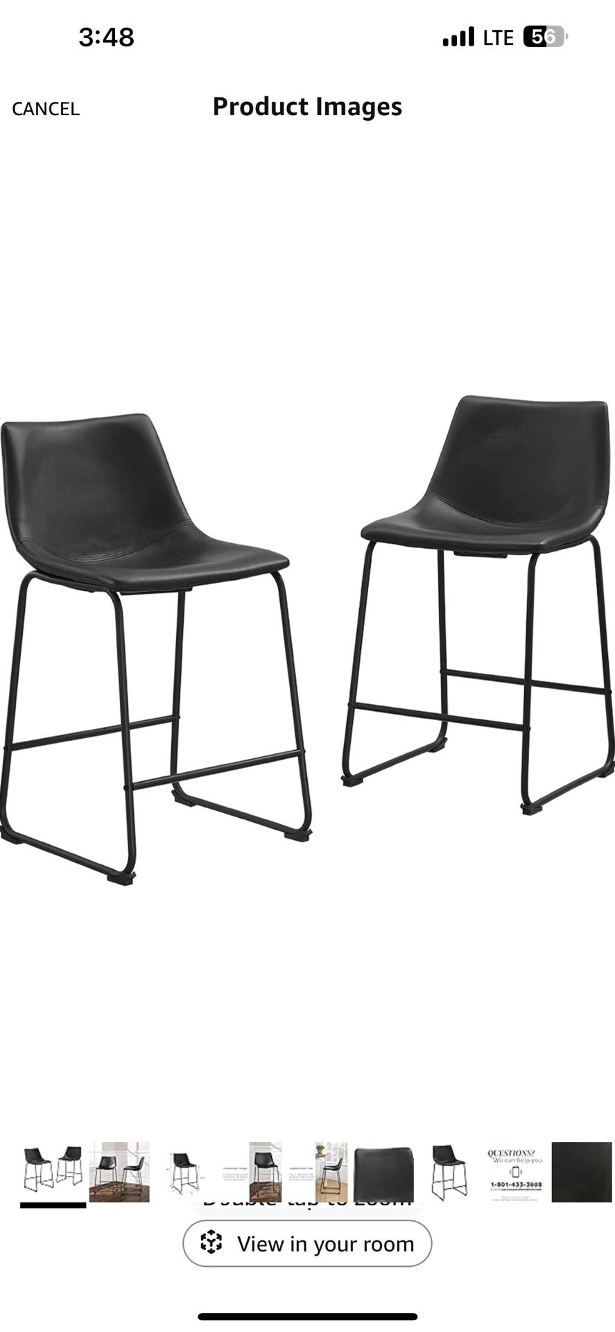 Black Barstool Chairs - Set Of 4