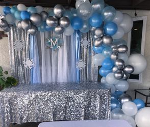 Garland Balloons and Backdrop Set Up