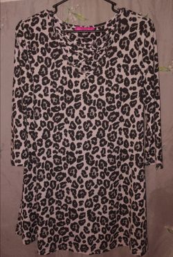 Simply Southern Leopard Print Long Sleeve Tunic Top  (M 8-10)