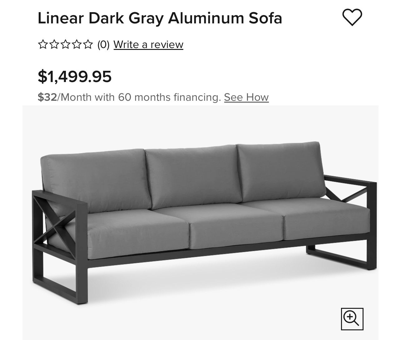 Linear Dark Gray Aluminum Outdoor Sofa And Love Seat - City Furniture