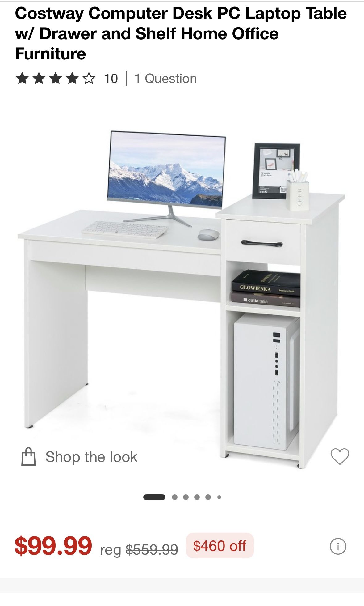 Costway Computer Desk PC Laptop Table w/ Drawer and Shelf Home Office Furniture