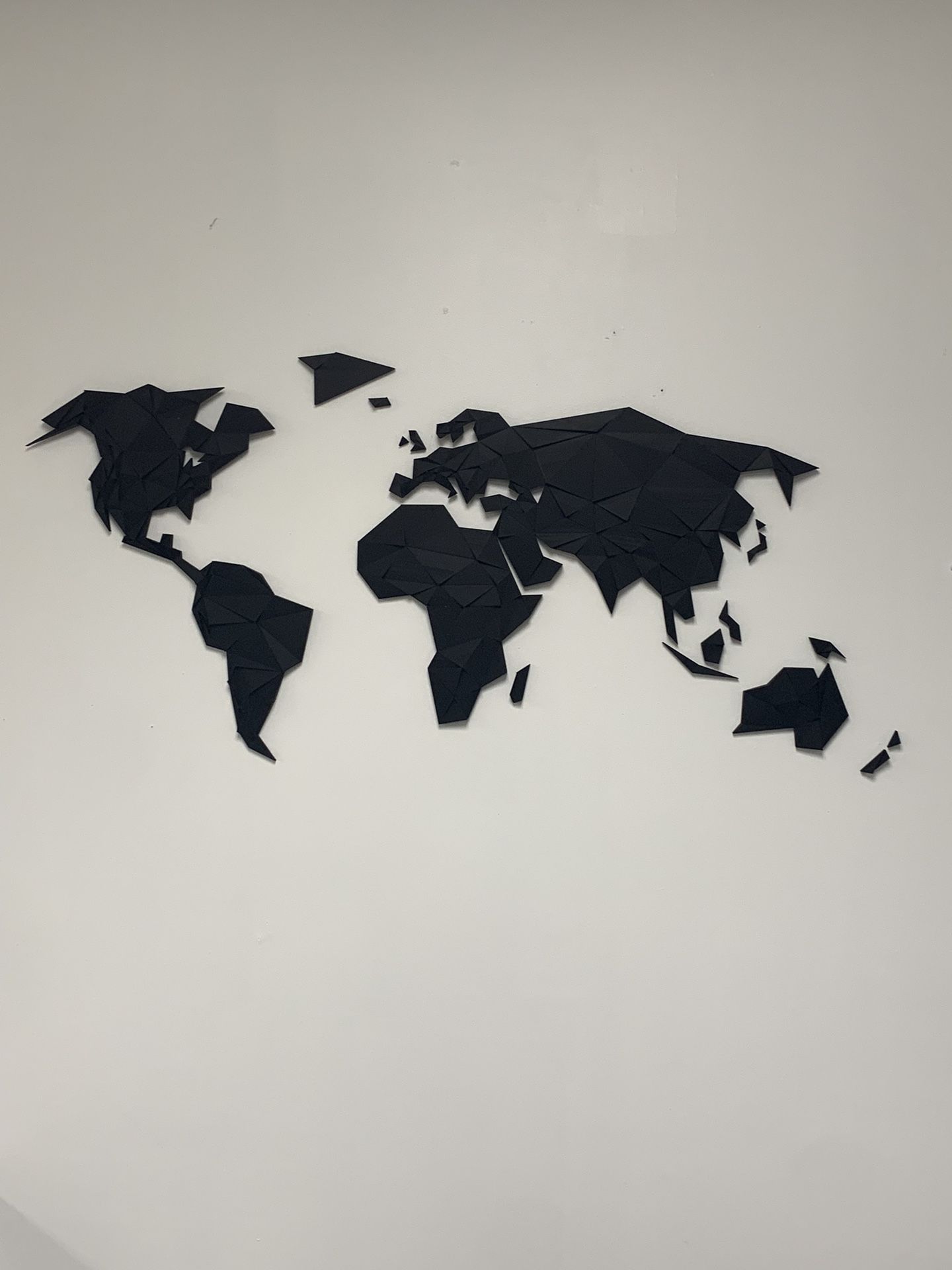 🗺️ Modern 3D World Map Wall Art – Black Geometric Design