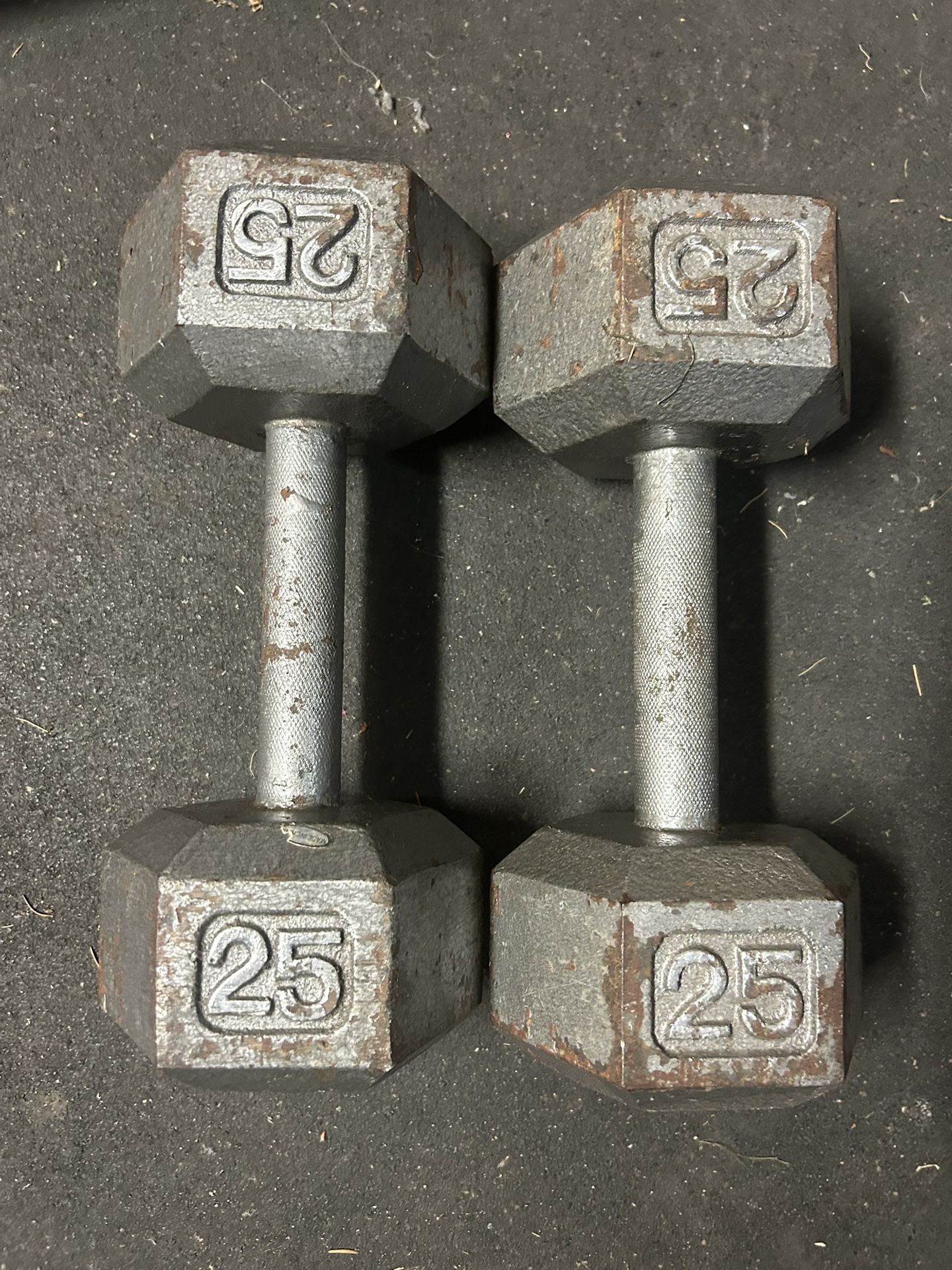 Pair Of 25lbs Hex Dumbbells