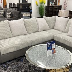 Small Grey Soft Corduroy Sectional Was $1199 Now $960