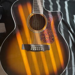 Clearance Guild F-2512CE Deluxe 12-String Cutaway Jumbo Acoustic-Electric Guitar Antique Burst