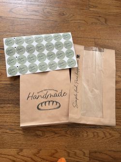 50 Pack Bakery Paper Bags with Clear Window for Bread & Stickers