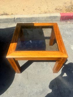 Vintage Wood and Glass Top Coffee Table