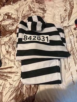 Prisoner Costume Set Black White Striped