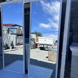 This new open box comes with rial tracks also have some minor scratches….. Contractors Wardrobe 59 in. x 80 1/2 in. Brittany White Steel Frame Mirror 