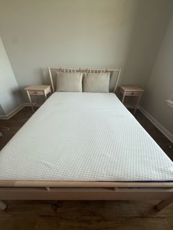 Queen bed frame with matching nightstands