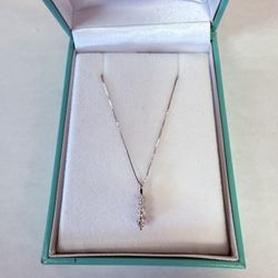 10K White Gold & Diamonds Drop Necklace 