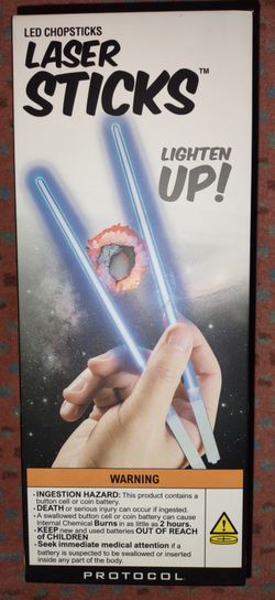 New in Box LED Chopsticks Laser Sticks Protocol- Reusable- Lighten Up!-utensil