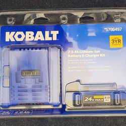 Kobalt Battery and Charger Kit 24v max 2ah