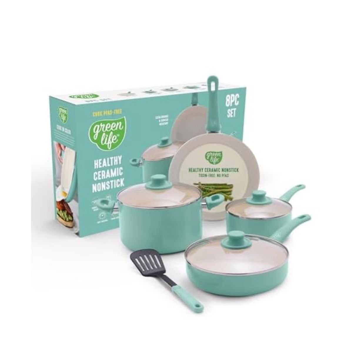 New In Box - GreenLife 8 Piece Nonstick Cookware Set