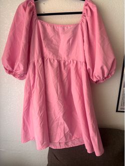 Pink Dress with Puffy Sleeves