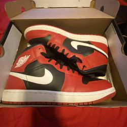 Jordan 1 Mid “Black/White/Gym Red” Men’s Shoe