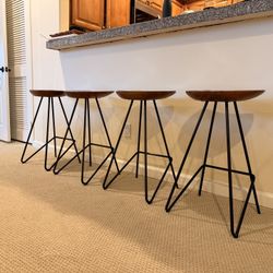 Crate & Barrel Wood Stools (4)