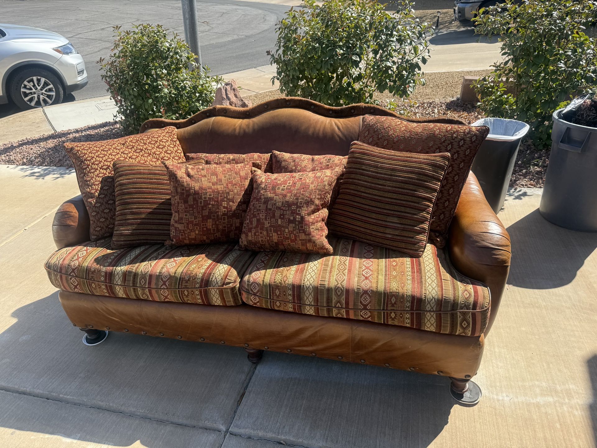 Leather Couch With Pillows