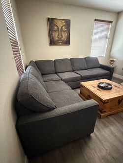 Slate Grey 2 Piece L-Shaped Sectional Couch