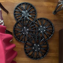 Black Hubcaps 16" Wheel Rim Cover Hub Caps OEM Style Replacement Snap On- 16 Inch, Set of 4 