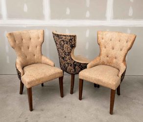 Vintage Wingback Dining Chairs Set of  3 for cosmetic repair