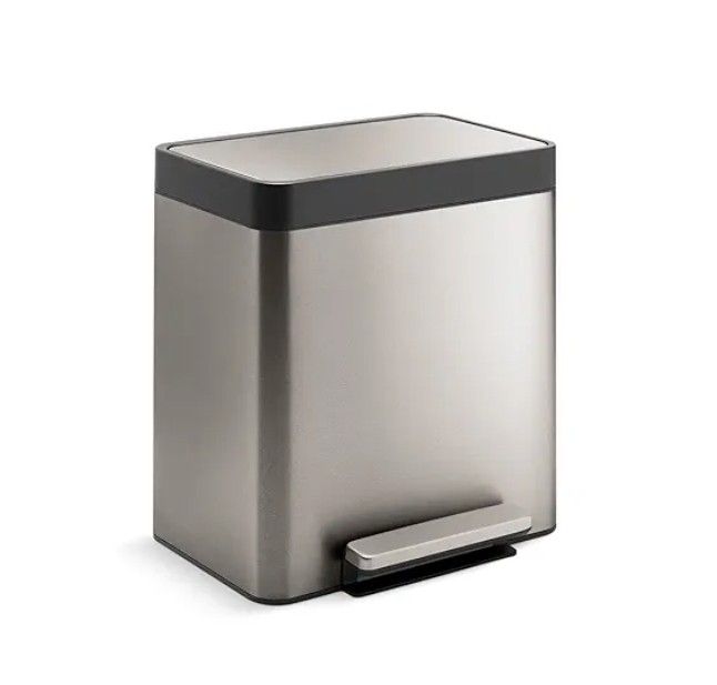 KOHLER 8 Gallon Compact Hands-Free Kitchen Step Can, Trash Can with Foot Pedal, Quiet-Close Lid, Stainless Steel, K-20942-ST