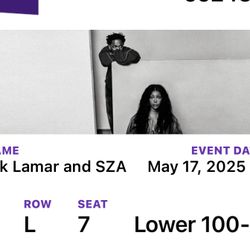 Kendrick lamar and Sza concert ticket, (seattle)