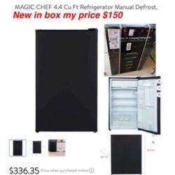 New MAGIC CHEF 4.4 Cu Ft Refrigerator Manual Defrost, E-Star $150 cash only East Palmdale 
