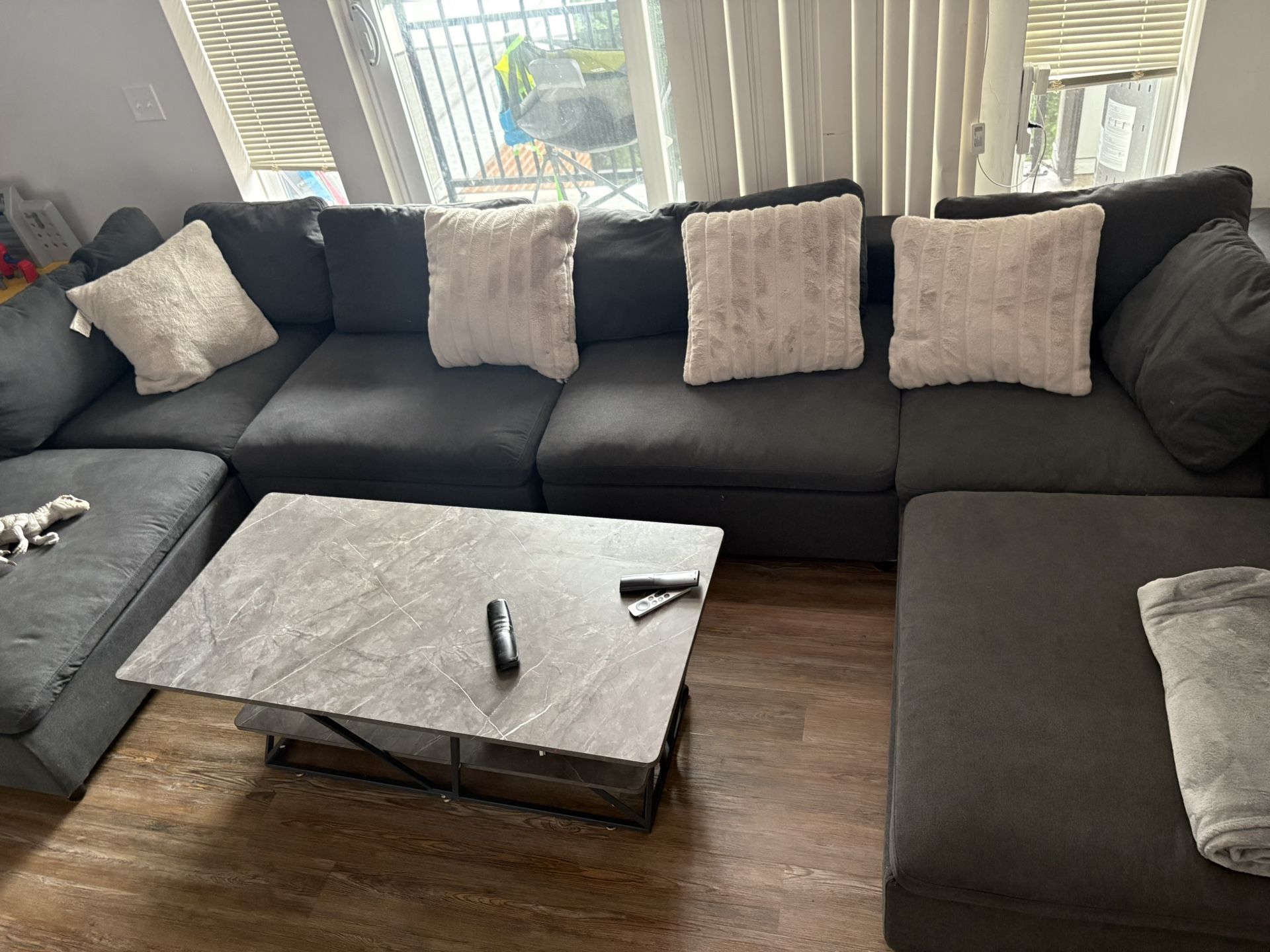 Smoke Grey Sectional Sofa (Used For 1 Year)