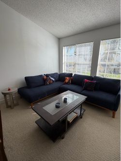 Couch, coffee table, side table