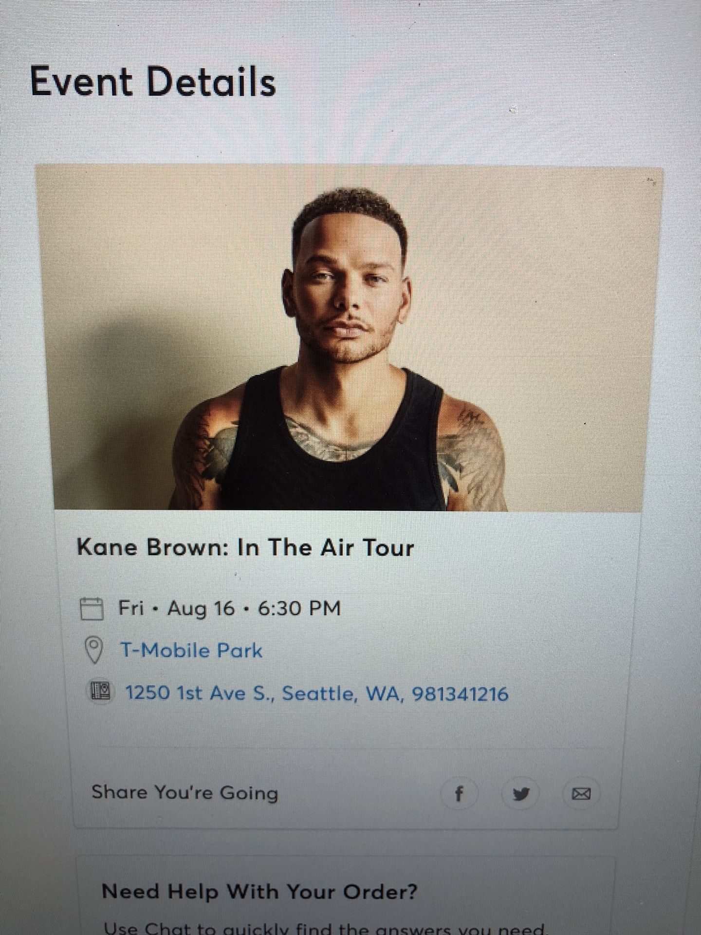 2 Kane Brown Tickets In Seattle Tonight!