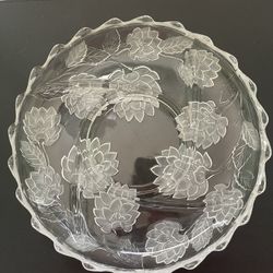 Crystal Clear Vintage 1990’s Lotus In Bloom 5 Parts Hostess Platter Japan