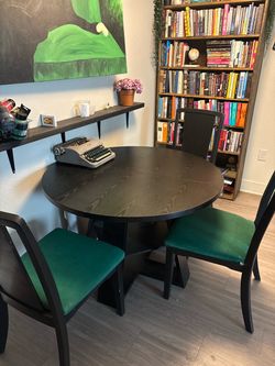 Extendable Black Dining Table with 3 Chairs