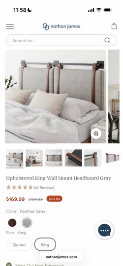 Bed Headboard - Nathan James Harlow Wall Mounted Headboard