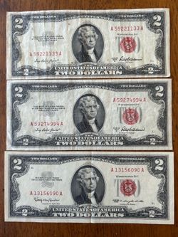 $2 Bills With Red Seals