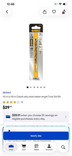 DEWALT 1/2-in Cobalt Steel Twist Drill Bit