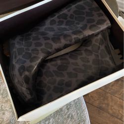 Coach Size 7 Navy Leopard Cheetah Print Rain Boots With Original Box 