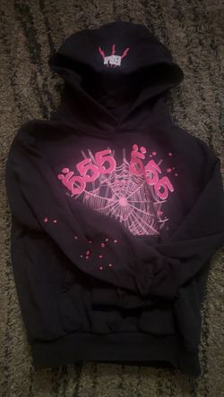 Sp5der Angel Number Web Hoodie Black Pink