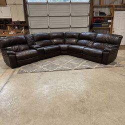 Brown Leather Sectional w/ Recliners – Super Comfortable!
