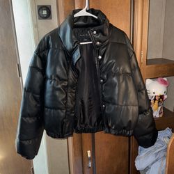 Leather Puffer Jacket 