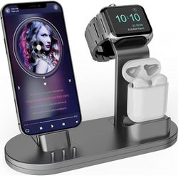  3 in 1 Charging Stand iwatch Stand, Charging Station Compatible with iWatch SE/6/5 /4/3 /2/1, AirPods Pro and iPhone Series 12/11/ X /8/7 /6S /5