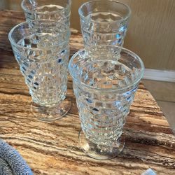 4 VINTAGE FOSTORIA AMERICAN FLAT FLARED ICE TEA TUMBLER
