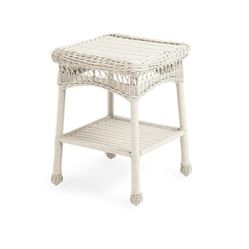 Plow & Hearth 39007-BWH Easy Care Outdoor Resin Wicker 3 Pieces Set End Table, 17" x 22" H, Bright White RETAIL $124.99 FOR ONE PIECE 